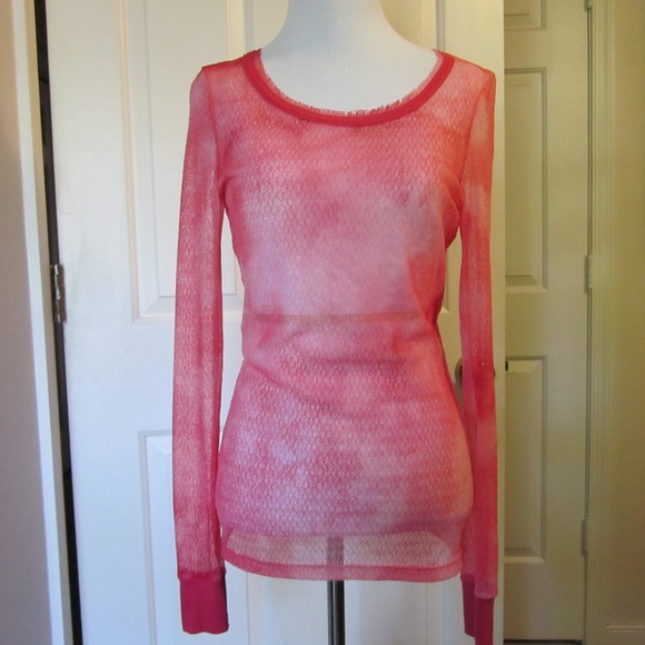 BKE Pink Mesh Blouse (S) - Picture 2 of 4